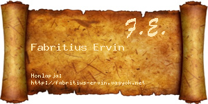 Fabritius Ervin névjegykártya