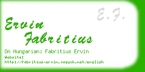 ervin fabritius business card